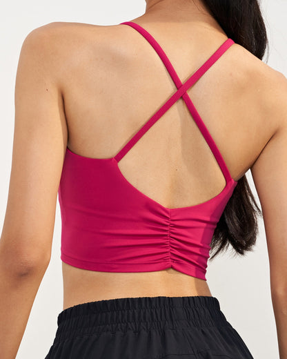 Back Cross Strappy Crop Bras Light Support, A/B Cup