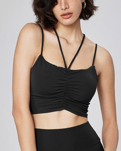 Front Strappy Sports Bras Light Support, A/B Cup